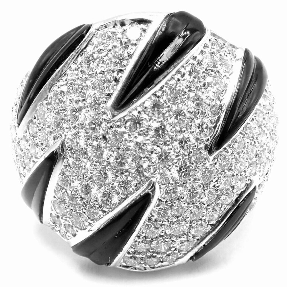 Authentic Cartier Panther Panthere Claw 18k White Gold Diamond Onyx Ring Size 53